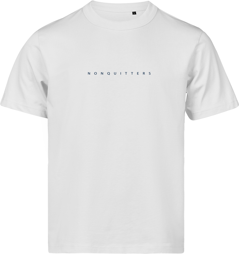 Break Water NONQUITTERS T-shirt i hvid – forside med brysttryk
