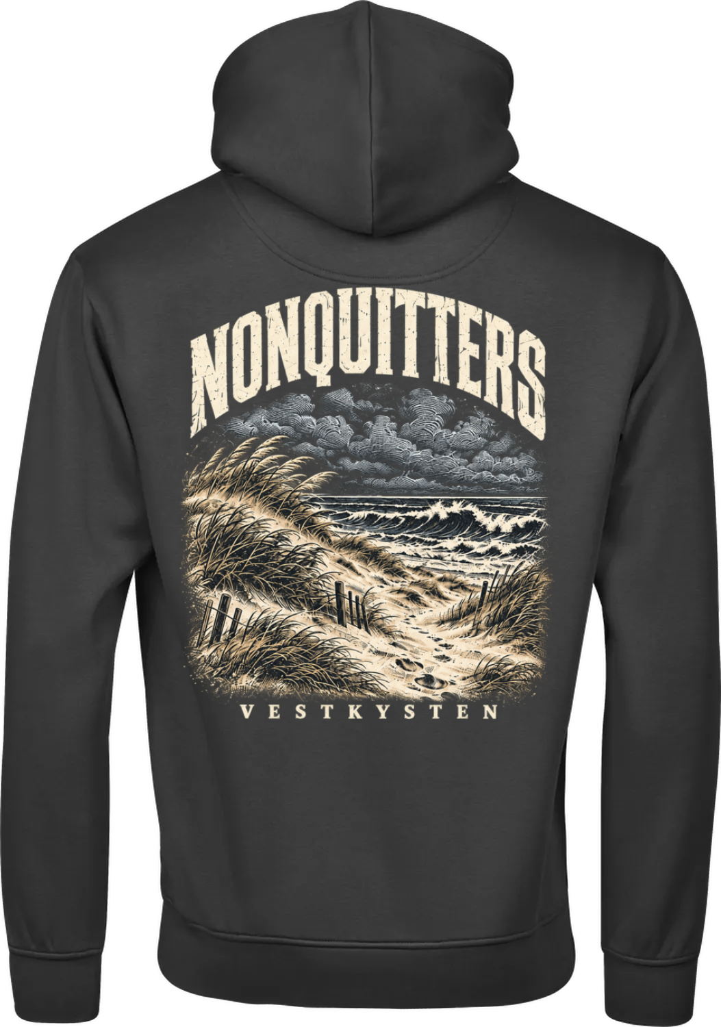 Vestkysten NONQUITTERS hoodie i sort – ryg