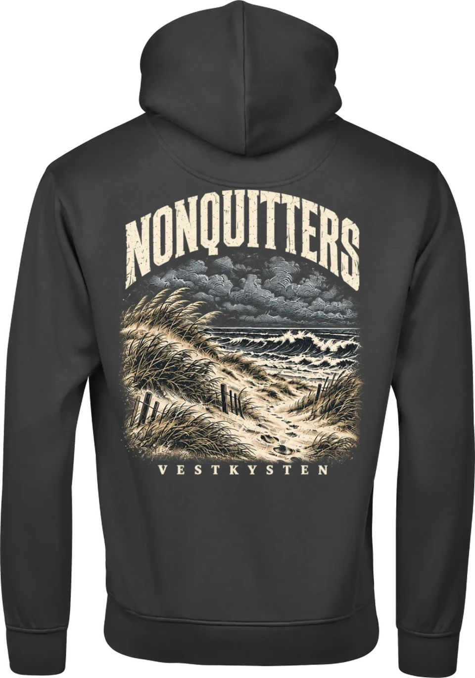 Vestkysten NONQUITTERS hoodie i sort – ryg