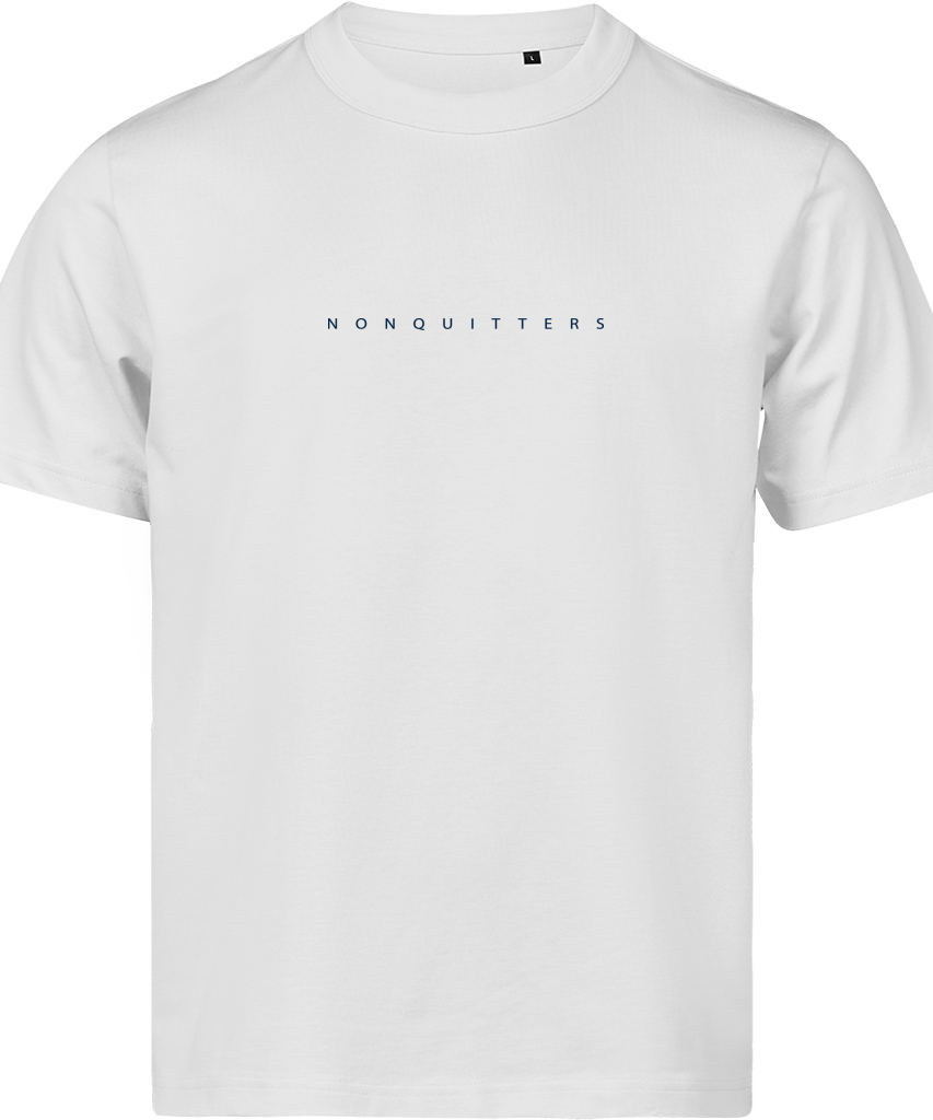 Break Water NONQUITTERS T-shirt i hvid – forside med brysttryk