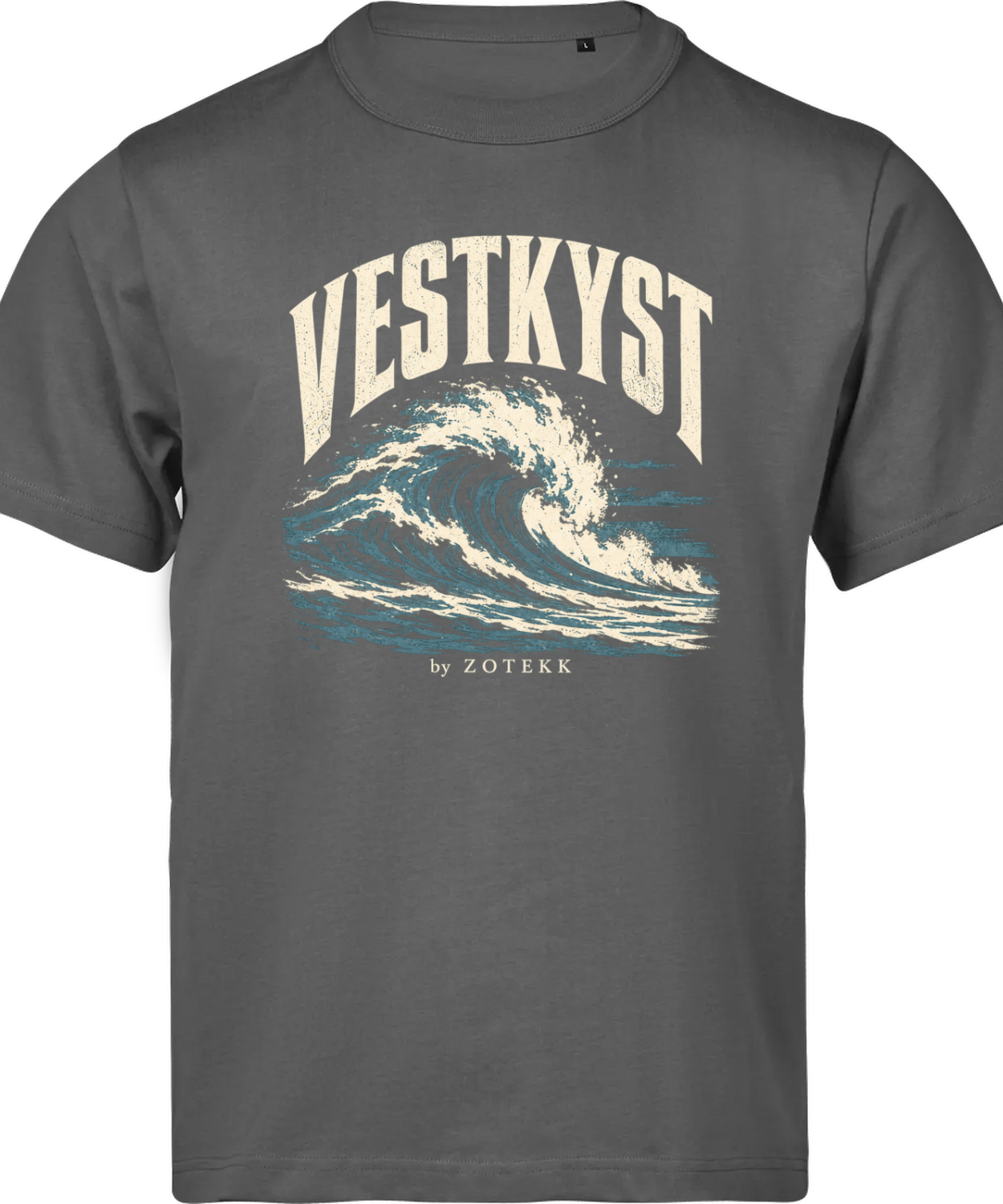VESTKYST Brænding T-shirt – Powder Grey – forside