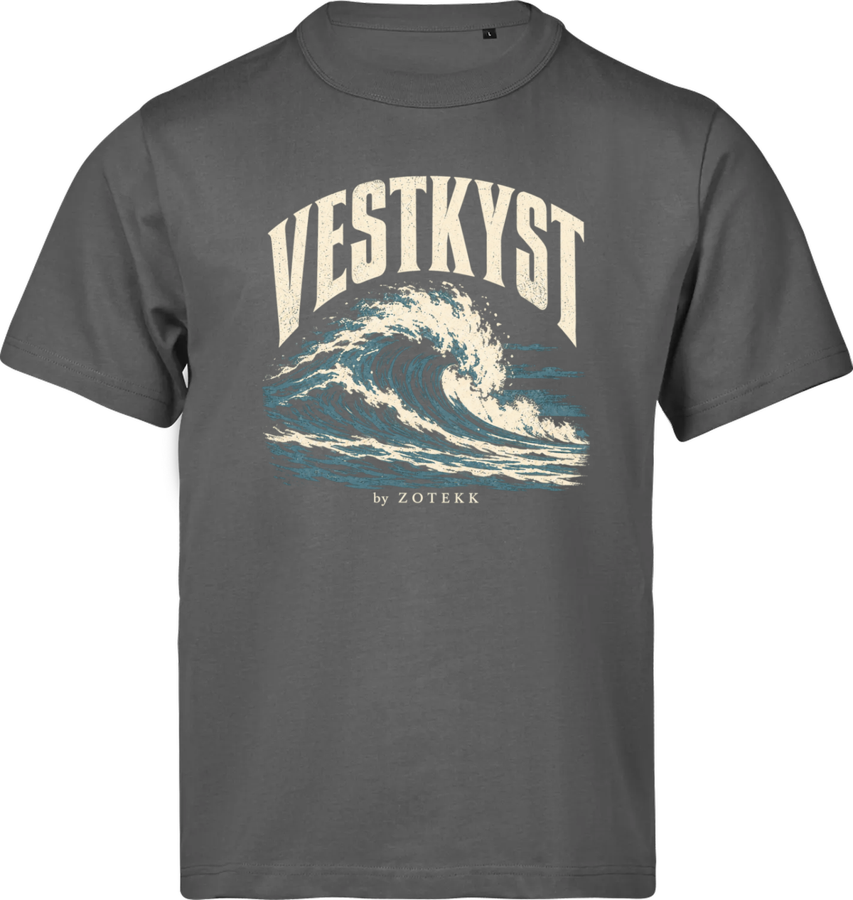 VESTKYST Brænding T-shirt – Powder Grey – forside